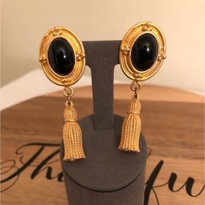 Goldtone Clip -On Earrings Unmarked Tassels